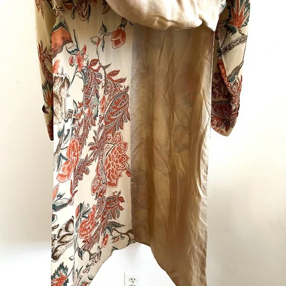 Ralph Lauren Collection Paisley Floral Silk Duster Kaftan Sz M Long Line Dress - Picture 13 of 14